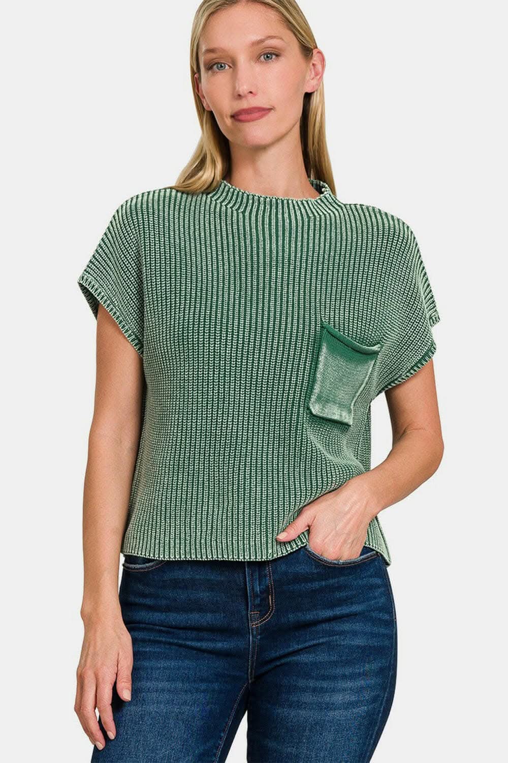 Zenana cropped mock neck sweater - Love Salve